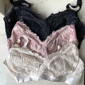 3 Lace Nursing Bras (Ivory, Pink, Black) with Rose Gold Hardware Hotmilk 34D-DD